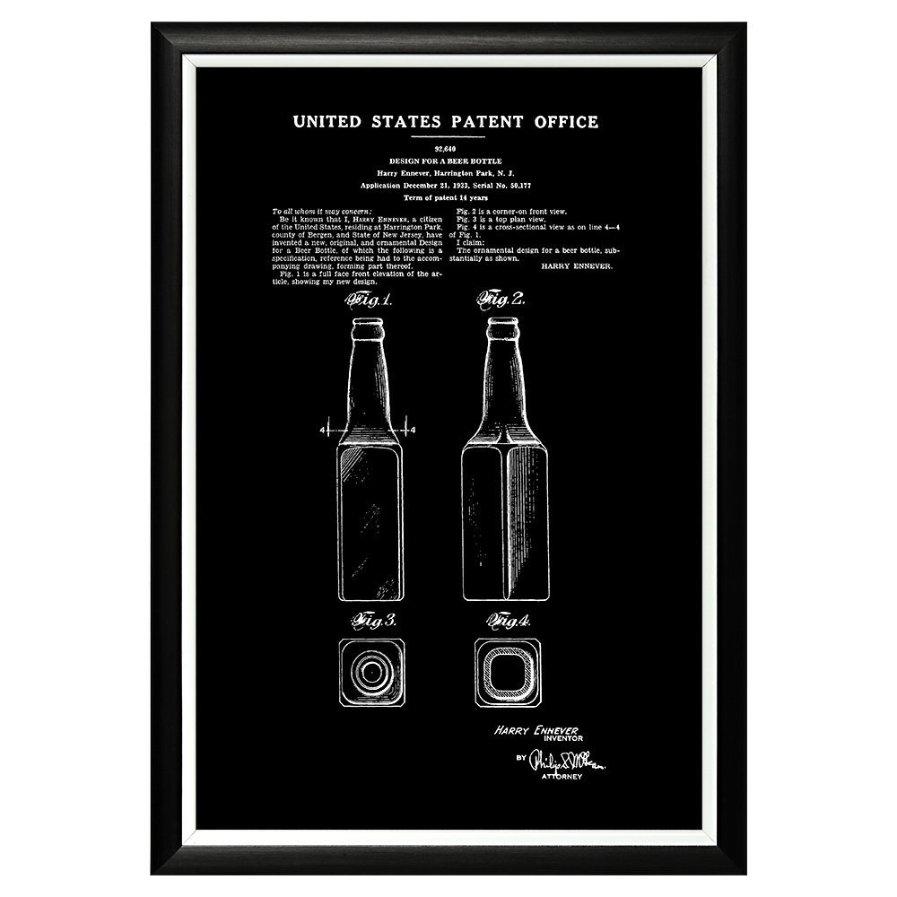 896519432_1818 Арт-постер «Патент на бутылку для пива» Object Desire 