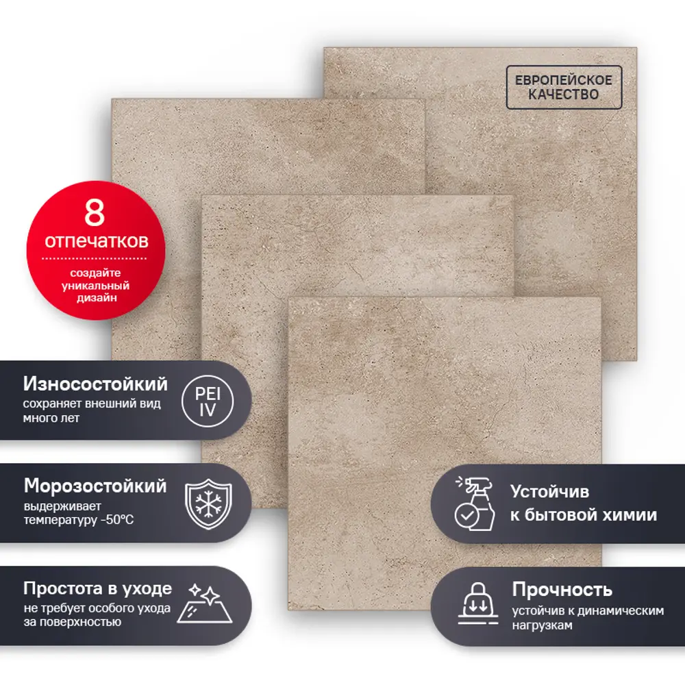 Глазурованный керамогранит Estima Seed EE02 40.5x40.5 см 1.804 м² неполированный цвет бежевый STLM-2132220 - Вид №9