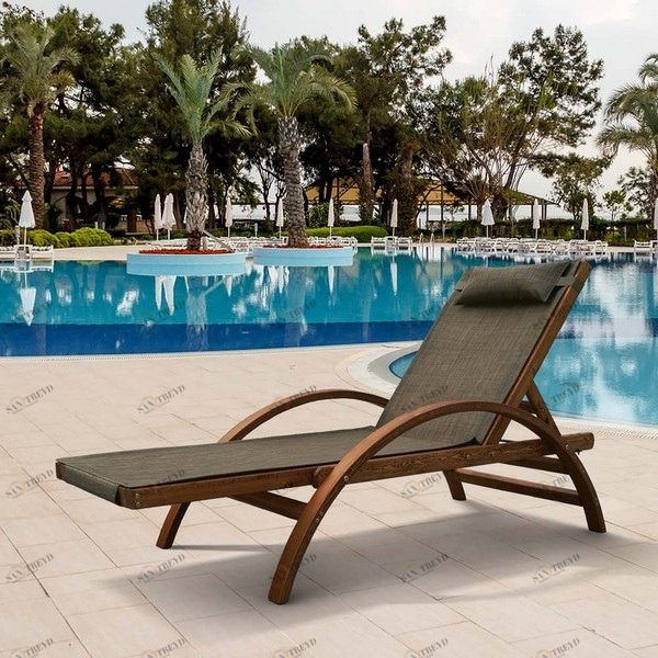 Шезлонг-лежак с круглыми подлокотниками "Мальта" Olive AFINA  130449 Коричневый 