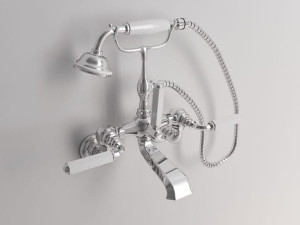 Настенный смеситель для ванны с 2 отверстиями и ручным душем