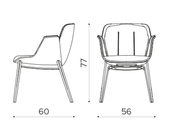 HV 4094 Armchair with 4 legs wooden base True Design Hive - Вид №1