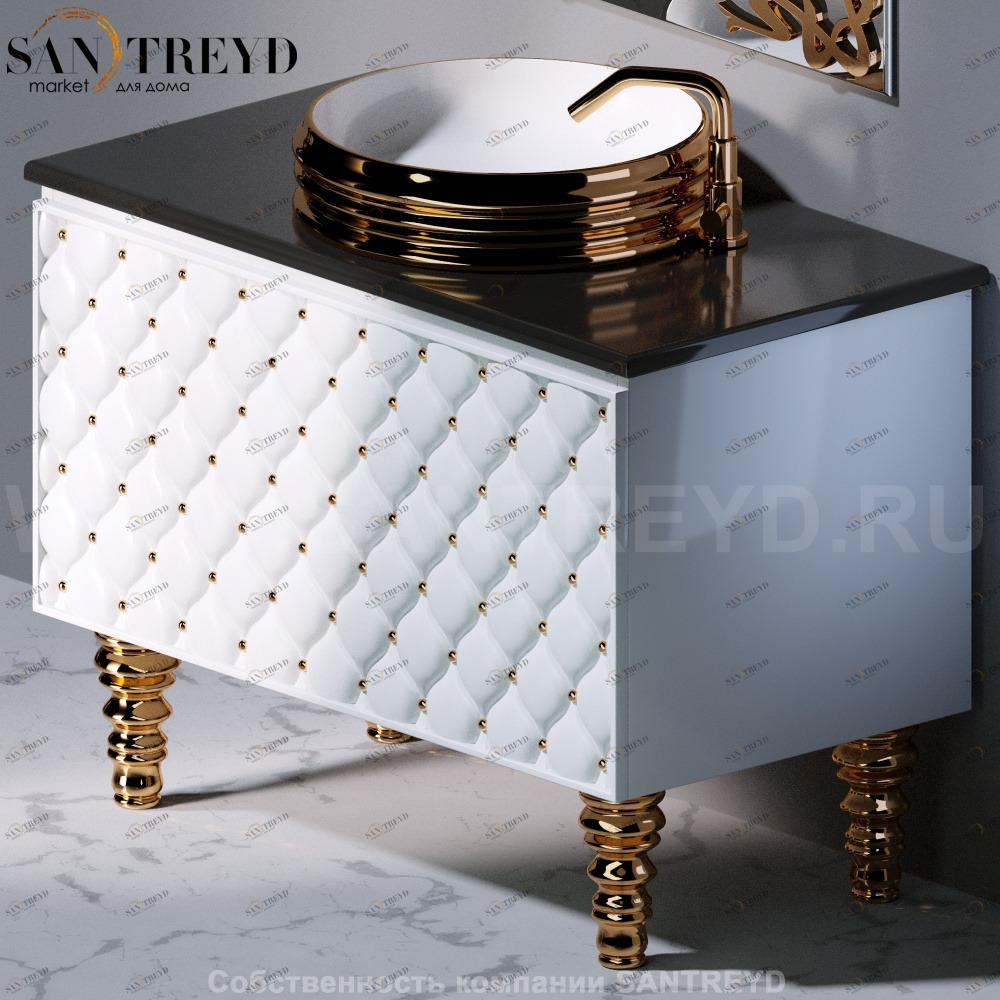 Ящик C290C CLASS с белым фасадом и золотыми вставками AeT ITALIA GLASS C290C100G