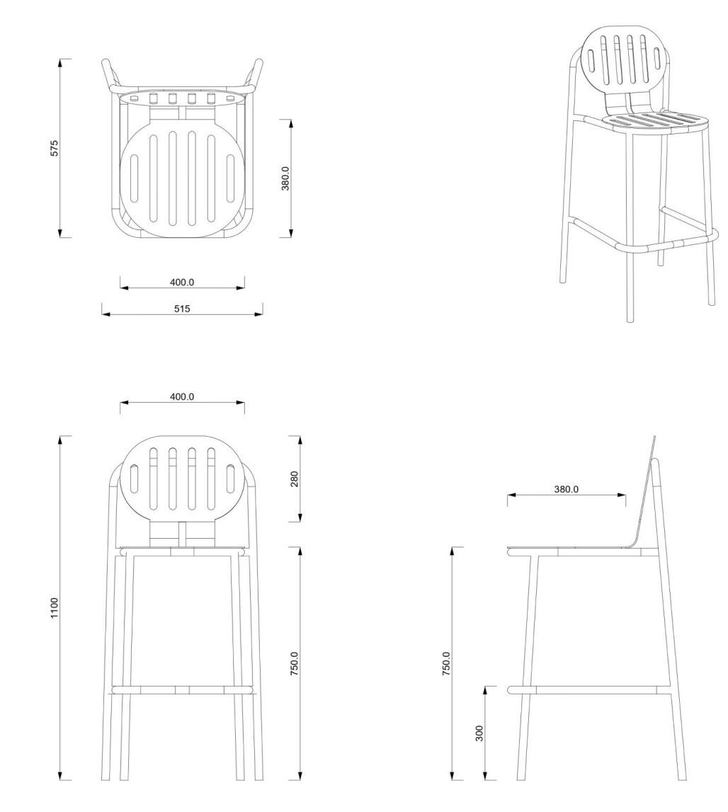 Высокий алюминиевый садовый стул с порошковым покрытием со спинкой Joyf пустыня ARCH-00120103 - Вид №26
