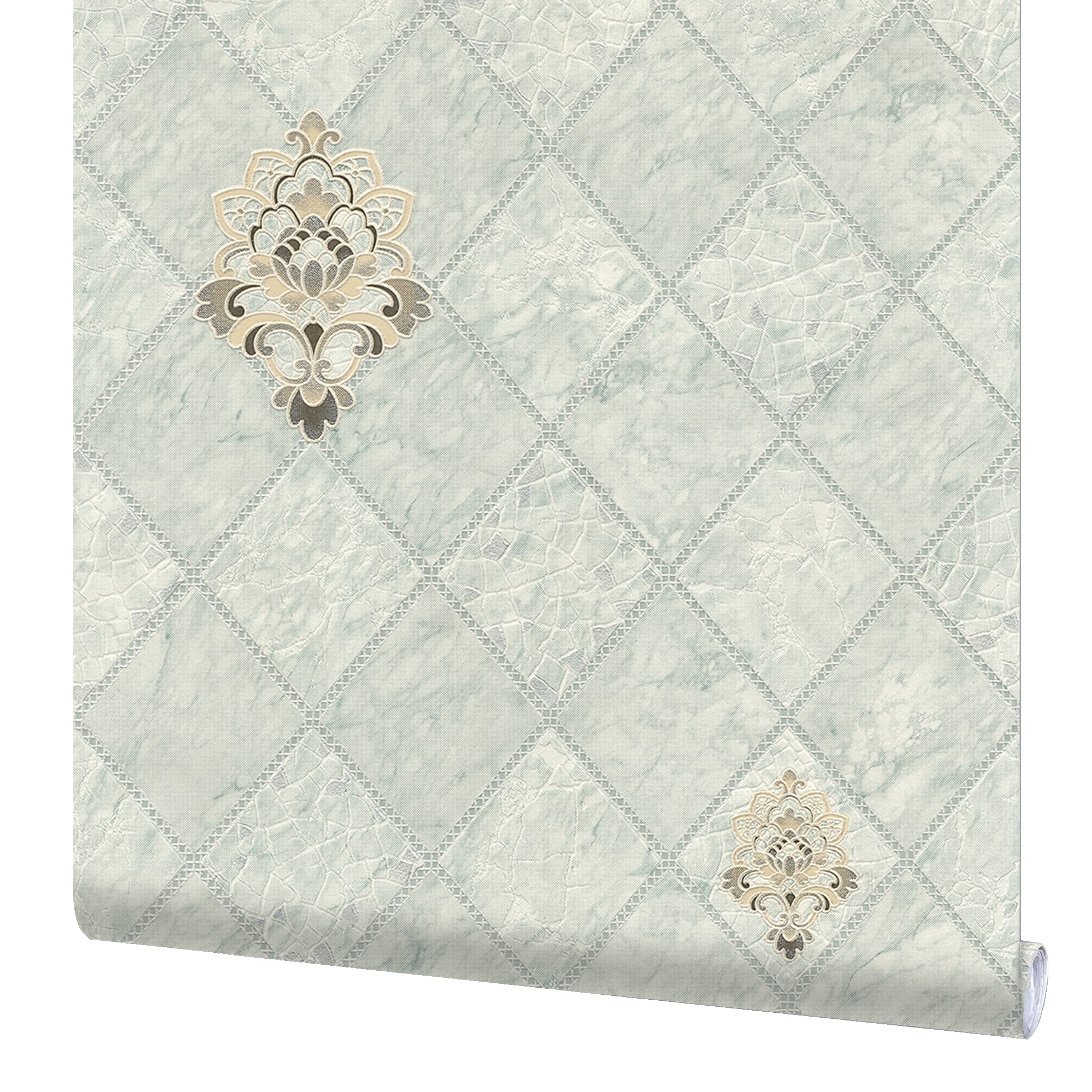 82399693 Обои виниловые зелёные 0.53 м 0217-3 Плитка Santreyd 