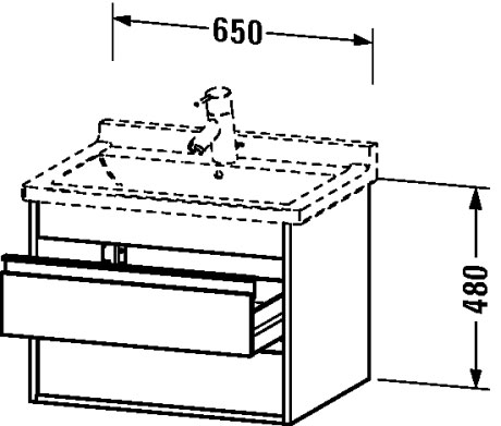 KT664307575 Тумбочка подвесная Ketho #KT6643 650 x 455 мм Лен, декор Duravit - Вид №1