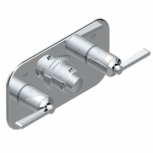 G2U-5401BEH Накладка с ручкой регулировки температуры и двумя маховиками для термостатического смесителя с горизонтальной установкой Thg-paris Faubourg metal с рукоятками Хром