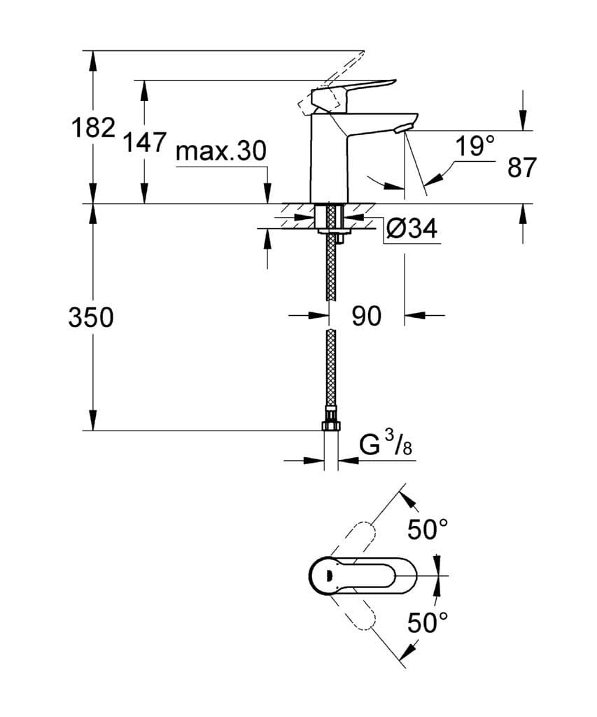 Однорычажный смеситель для раковины Grohe BauEdge ARCH-00101315 - Вид №2