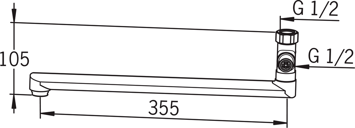 Oras 221800 Излив с переключателем, L=355 221800  Хром  - Вид №3