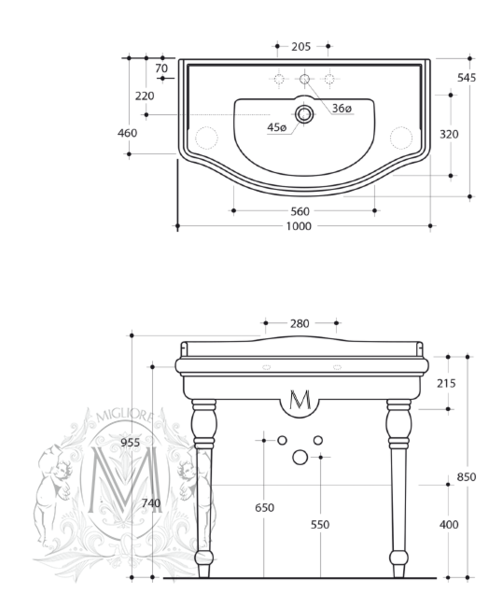 ML.BLL-24.100.Bi Консоль напольная с решеткой Migliore Bella - Вид №1
