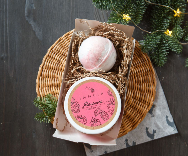 8338 Подарочный набор для тела (Бомбочка "Ягодная" и Скраб "Малина") Вкусляндия  - Вид №1