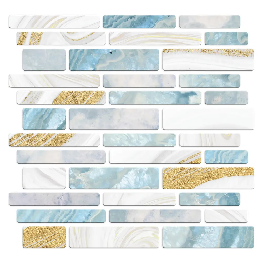 Наклейка декоративная 3D мозаика Голубой мрамор 25x25 см FBRUSH STLM-2188456