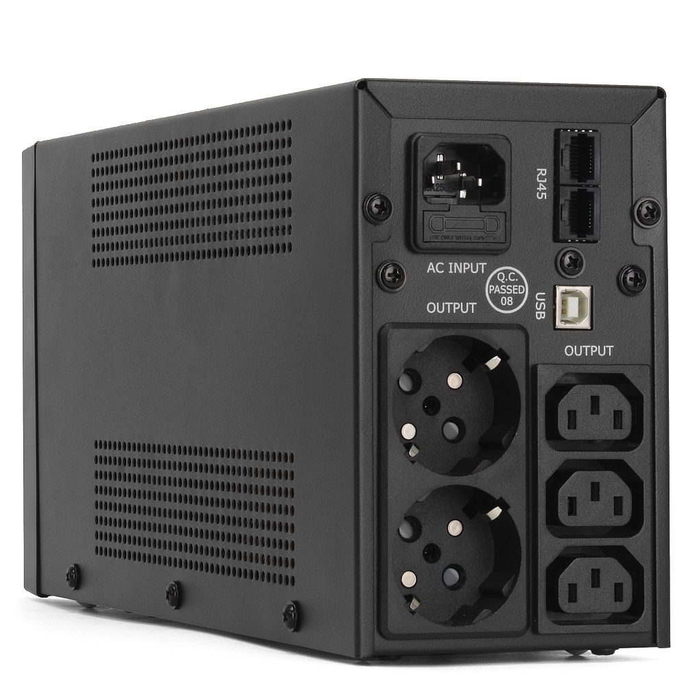 CMU-SP650 COMBO USB Ups 650va/390w, металл, 1x12v/7ah, розетки 3*iec + 2*euro, трансформатор avr 140-290v, com порт usb, съёмный кабель 1.8м, фильтр телефонной и ethernet линии rj-11/45, usb-порт, защита батареи, от перегрузки, от кз, по Crown Santreyd  - Вид №1
