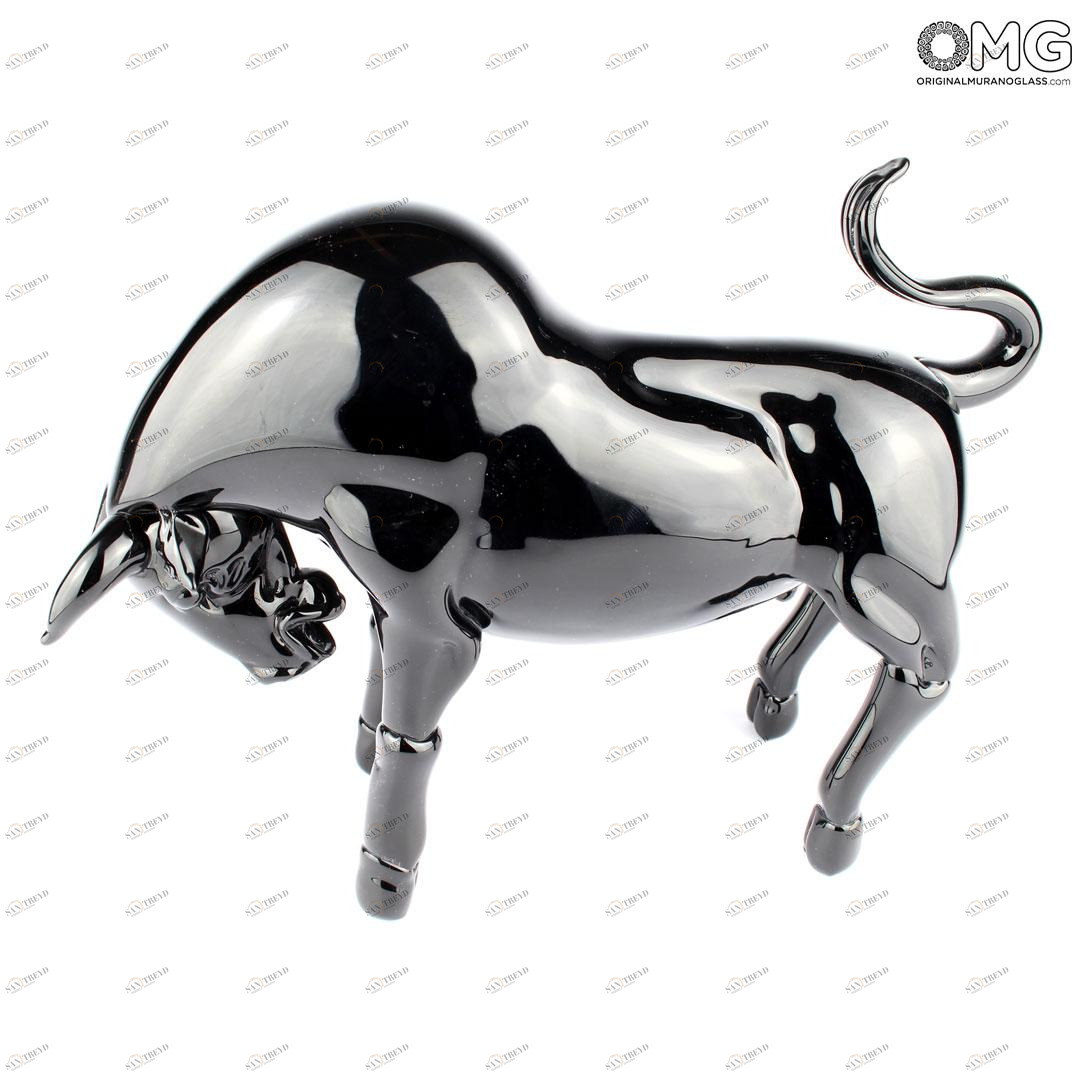 3231 ORIGINALMURANOGLASS Скульптура " Черный буйвол" - автор Alessandro Barbaro - Original Murano Glass 28 см 