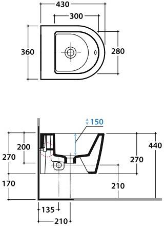 Fos09/10/11/12 bi Биде подвесное FORTY3 Ceramica Globo - Вид №11