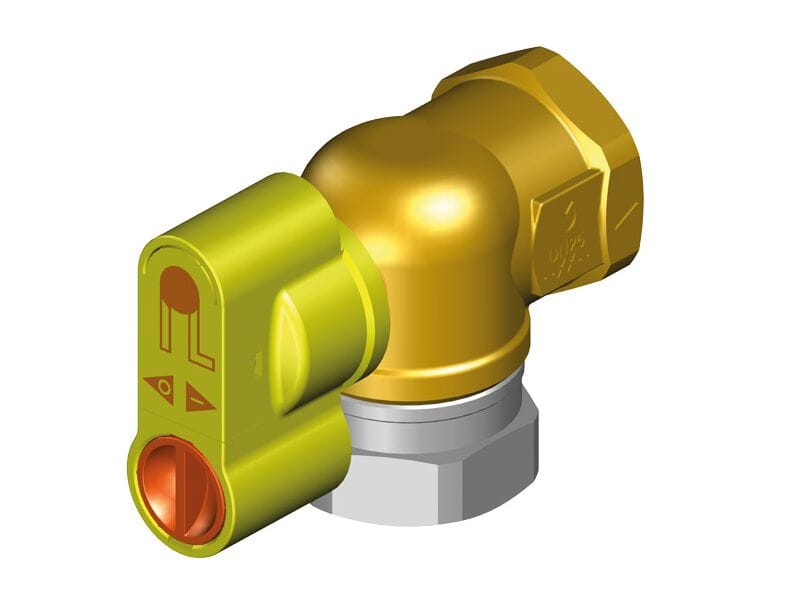 Запорный клапан с гнездом давления и предохранительной ручкой версия 90 ° спереди TECO G2 Punto Orange® ARCH-00114326