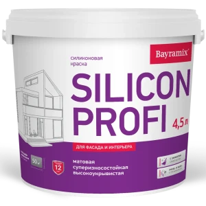 Фасадная краска BAYRAMIX Silicon Profi матовая 4.5 л для наружных и внутренних работ 89416933