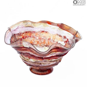 2001 ORIGINALMURANOGLASS Янтарная чаша сбруффи Алексис - муранское стекло OMG 25 см