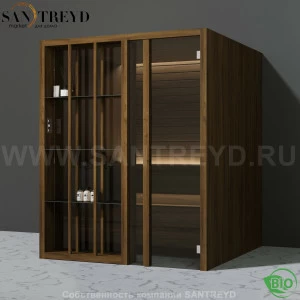 Effegibi YOKU.S60 BI.70100013 Био-сауна с правой дверью. Мощность: 6 кВт макс. Размеры: длина 174 см, ширина 170 см. Отделка: чёрный орех