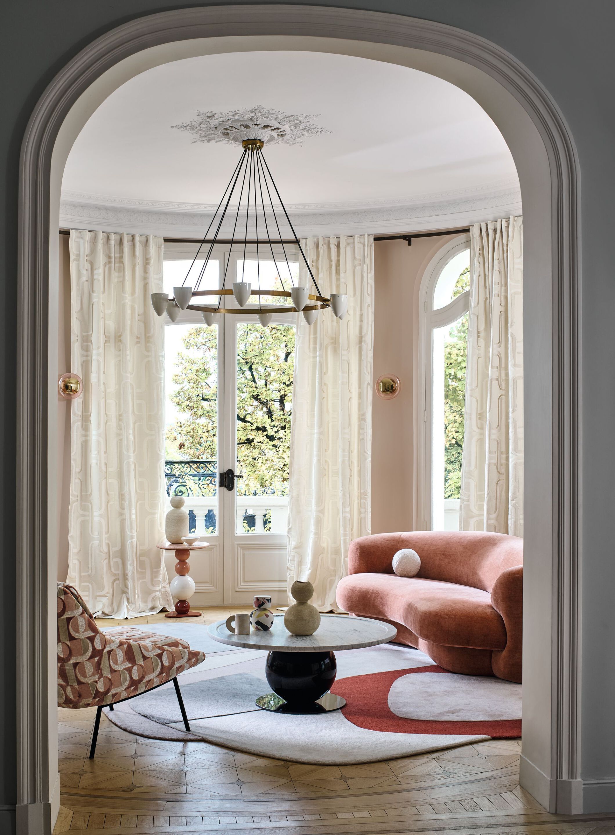 Жаккардовая ткань с графическим рисунком Casamance Luminescence ARCH-00117096 - Вид №10