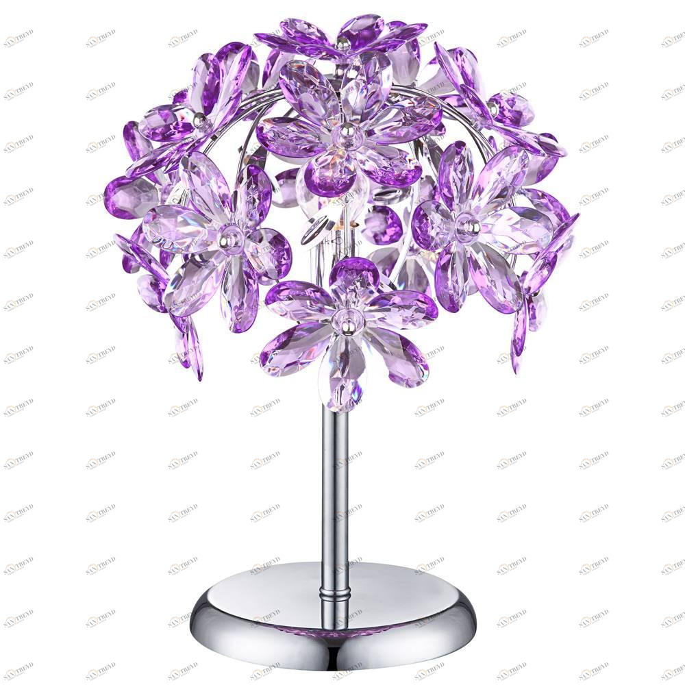 Настольная лампа Globo Purple 5142-1T GLOBO ФЛОРИСТИКА 110277 Прозрачный;серебро;фиолетовый Ceramica Globo 