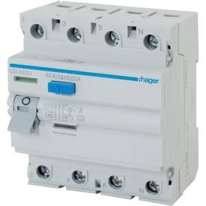 УЗО Hager CD463j 3P N 63 A 30 мА 4.5 кА A 82610955 STLM-2183043