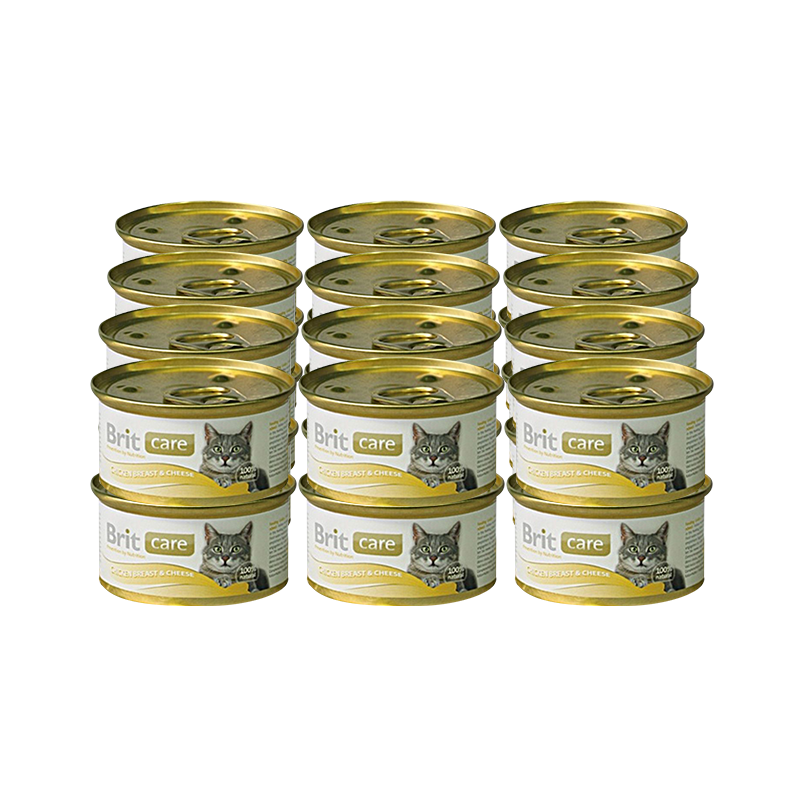 ПР0016450*24 Корм для кошек Care Куриная грудка с сыром конс. 80г (упаковка - 24 шт) Brit 