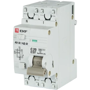 Дифференциальный автомат EKF АД-32 1P N C20 А 30 мА 4.5 кА АС 82421557 STLM-2094428