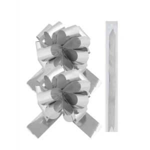 Бант затягивающийся цвет серебро, 2 шт.