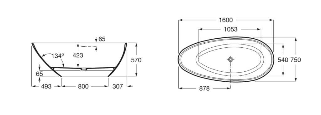 Овальная ванна Stonex® Roca KAUAI 248617..0 ARCH-00131817 - Вид №7