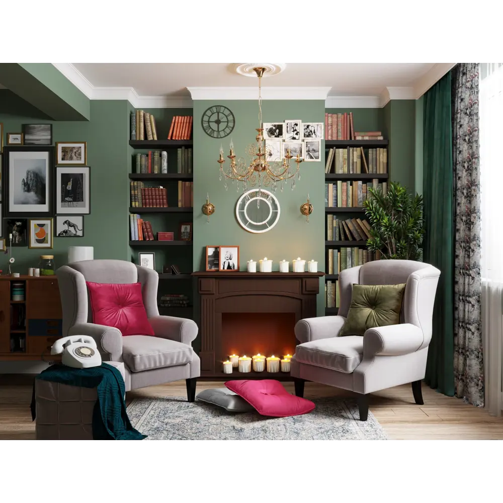 Подушка с пуговицей Бархат 43x43 см цвет красный LINEN WAY STLM-2208001 - Вид №3