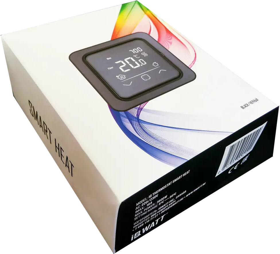 90535316 Терморегулятор программируемый Iqwatt Smart heat Wi-Fi цвет черный STLM-0942466