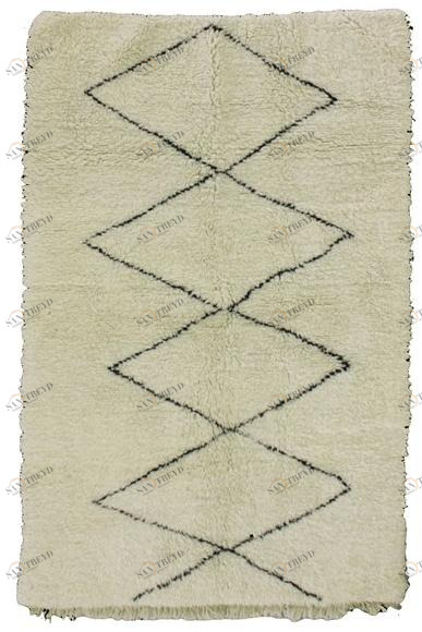 AFOLKI Прямоугольный шерстяной коврик с длинным ворсом и узором Beni ourain Taa911be