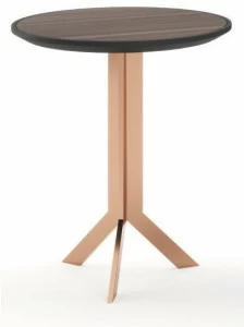 PRADDY Круглый журнальный столик из нержавеющей стали и дерева с основанием 3 звезды  Ml124