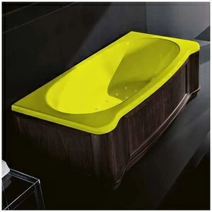 Ванна Gruppo treesse New Classic Young STA-V674C-DX-WV-ZZ жёлтая с золотой фурнитурой с аэромассажем прямоугольная правая дерево венге