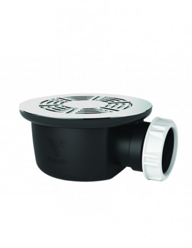 572100 000 00  Минимальный слив для душевого поддона Д. 90 мм, очень плоский, дизайнерская решетка, H 60 мм, нержавеющая сталь Valentin Хром  - Вид №1