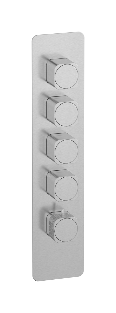 External part of thermostatic 4 ways, square plate, vertical, Coral handle WE ARE IB eua416ssneo_2 Brushed Nickel Aqua