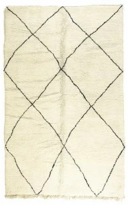 AFOLKI Прямоугольный шерстяной коврик с длинным ворсом и геометрическими мотивами Beni ourain Taa1216be