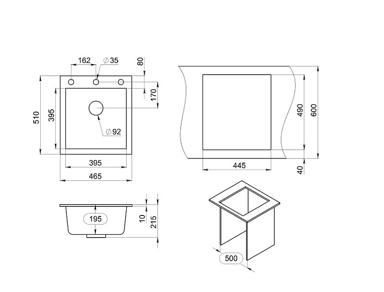 4651, ПИРИТ, кухонная мойка, кварц GRANULA 4651-ST91 - Вид №3