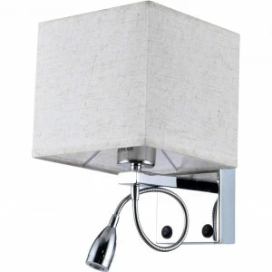 Бра с абажуром и лампой для чтения бежевое Duo 2064/01/02W STILFORT DUO 00-3930732 Бежевый;серебро