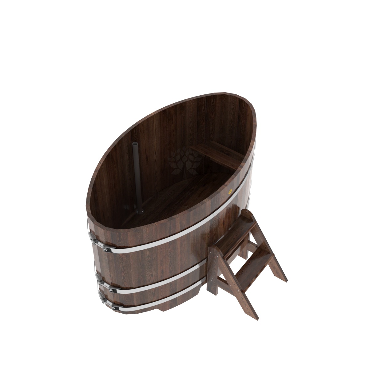 1159 Купель овальная из лиственницы 0,92х1,66х1,0 морёная премиум Alyarus  - Вид №1