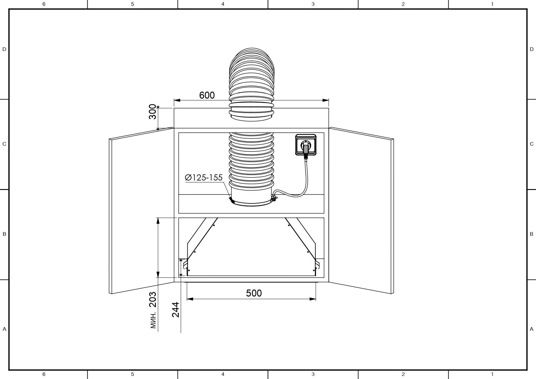 9175461 Вытяжка полновстраиваемая ZUGEL ZHI523B черный STDN-0084326 - Вид №24