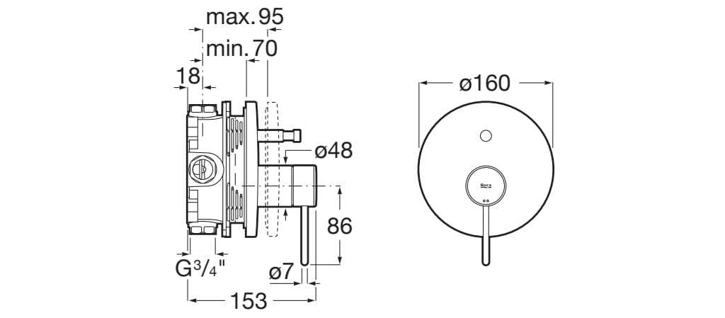 Встраиваемый смеситель для душа с переключателем Roca Nu ARCH-00076112 - Вид №7