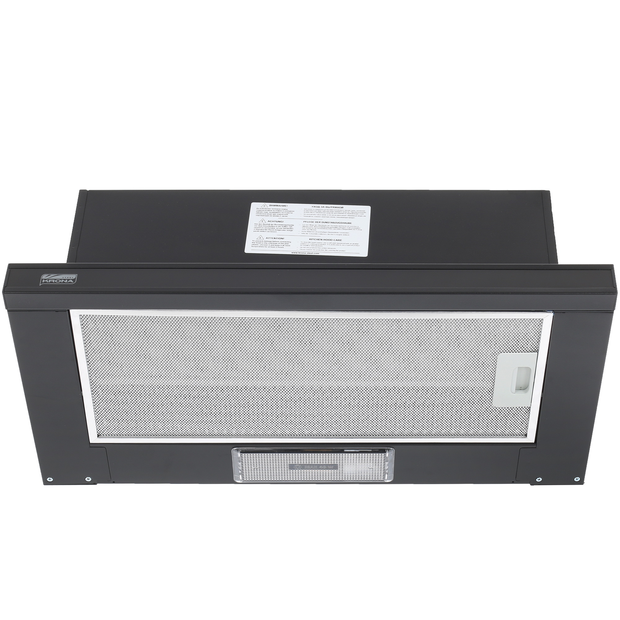 1607103 Вытяжка телескопическая KRONA KAMILLA 600 Glass черный/черный STDN-0145655 - Вид №2