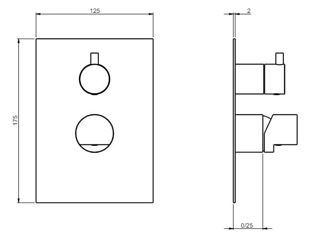 Однорычажный смеситель для душа из нержавеющей стали с переключателем Rubinetterie Frattini Borgia ARCH-00100194 - Вид №1