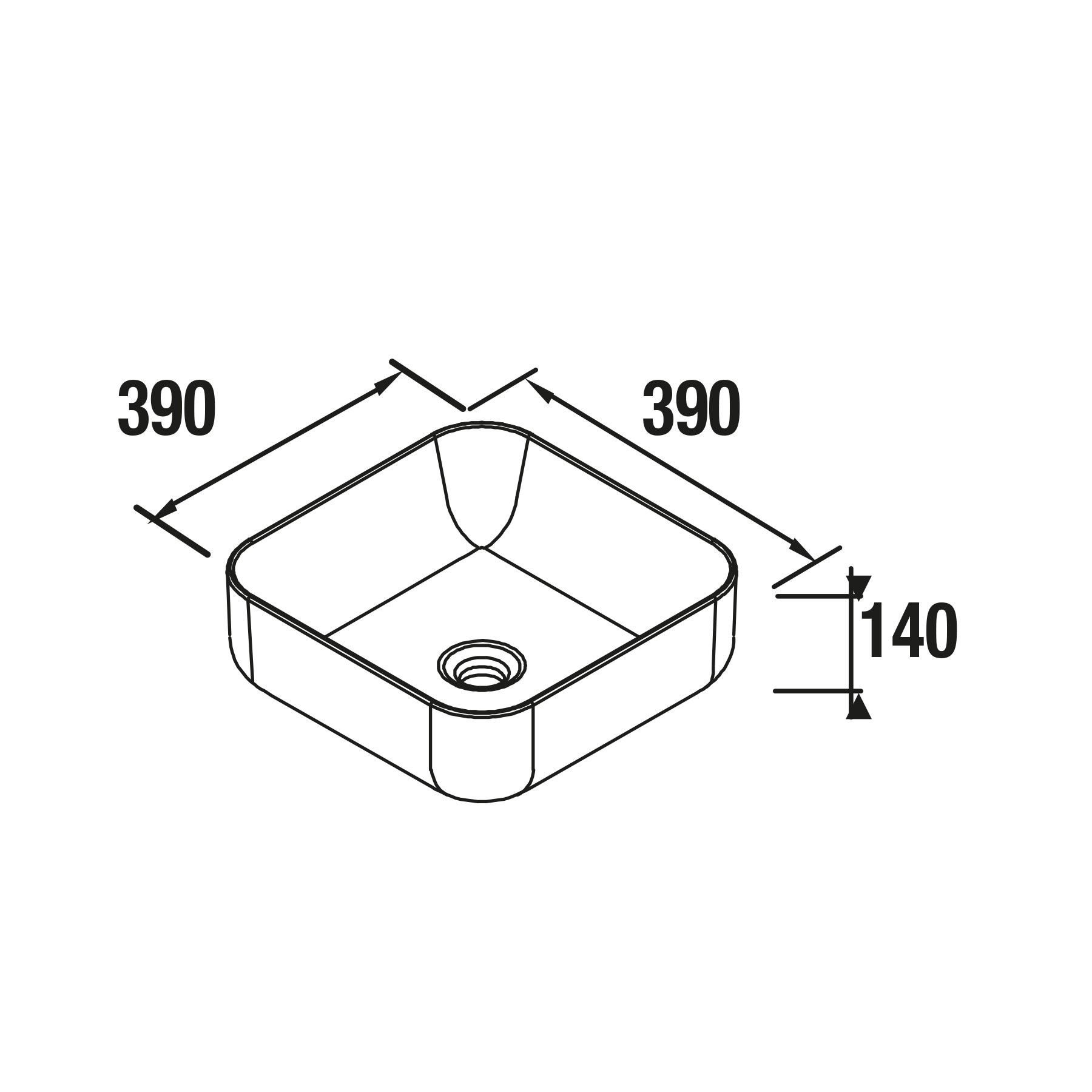 24554 SALGAR Раковина DOLCE 390 WHITE PORCELAIN 390 x 140 мм - Вид №1