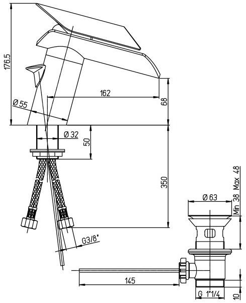 Paini Morgana 73CR211KM смеситель для раковины с донным клапаном - Вид №2