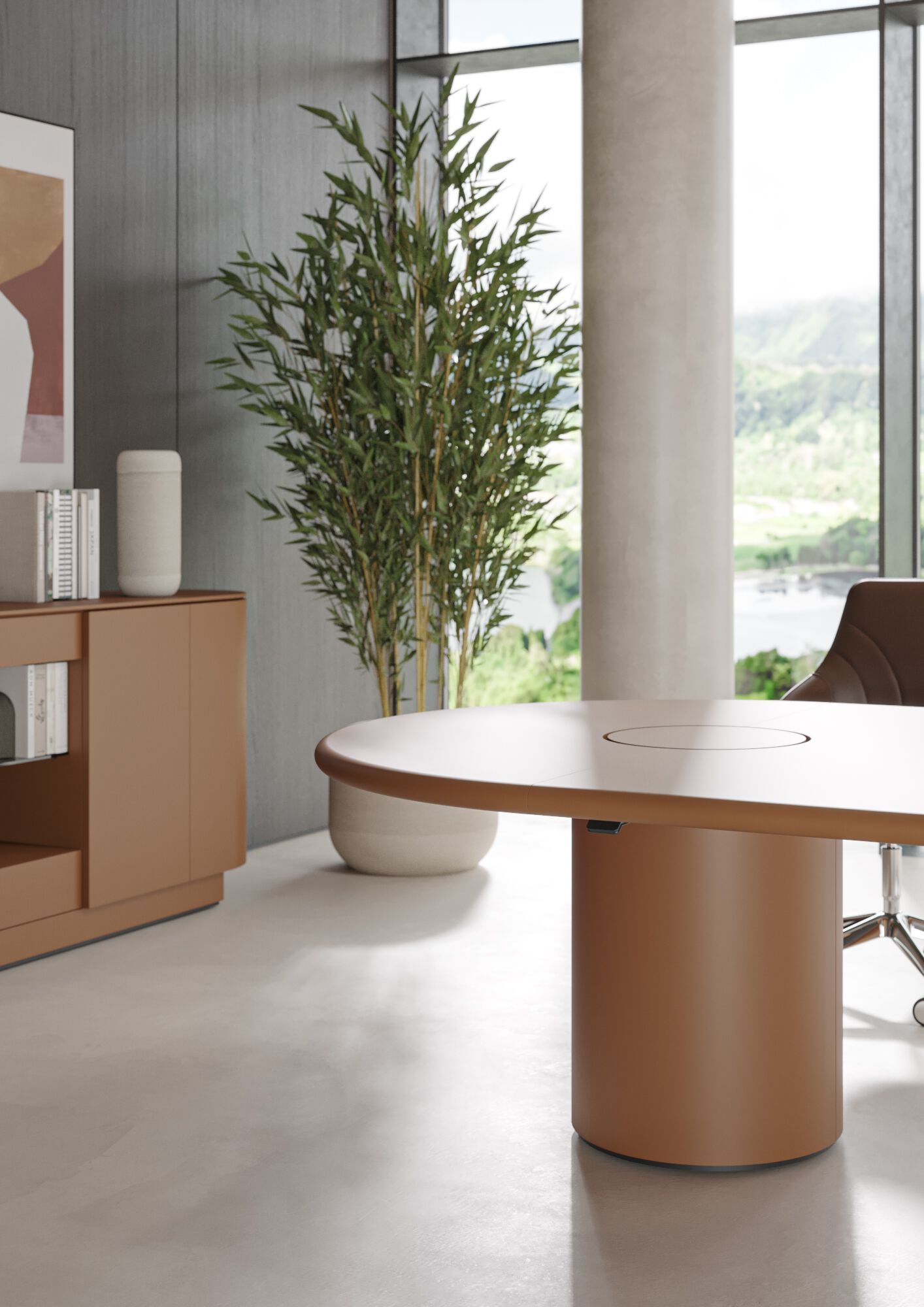 Деревянный овальный стол для совещаний с системой люверсов PROF Dea ARCH-00036687 - Вид №5