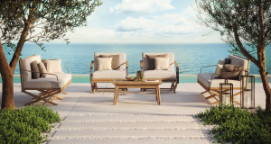 Деревянный прямоугольный садовый столик