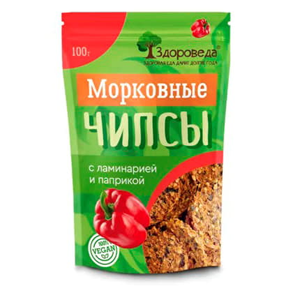 Морковные чипсы с ламинарией и паприкой Здороведа 100 г Santreyd 13064 - Вид №1