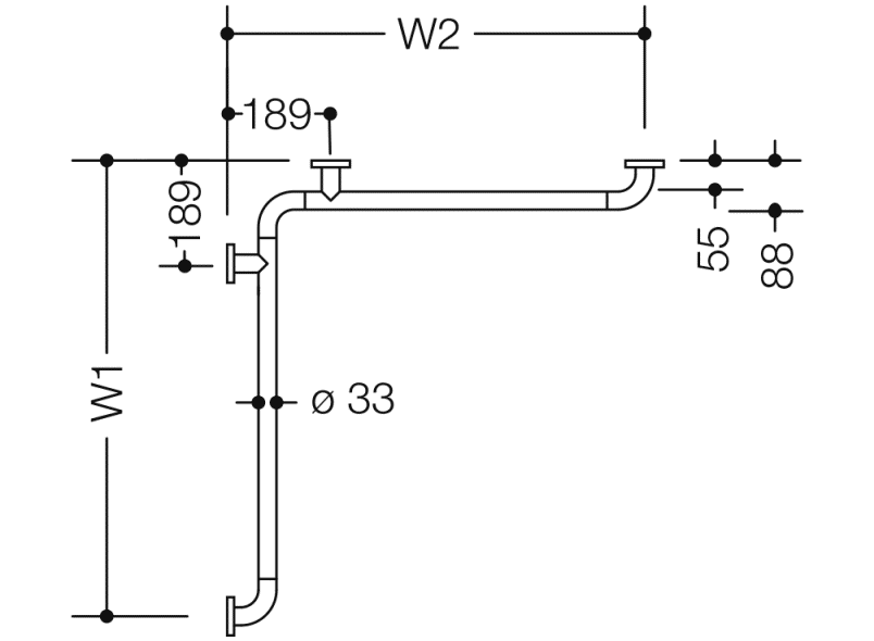 801.35D1S Поручни Active+ для душа и ванны, нестандартной длины HEWI Greifen  - Вид №1